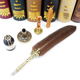 GC QUILL MU-03 Quill Pen Set Unique Half-Patterned Feather Pen Gift Set with 6 Nibs 1 Bottle of Ink 1 Wax Seal Stamp 1 Pen Holder 1 Sealing Wax, Gift for Writers Harry Potter Fans