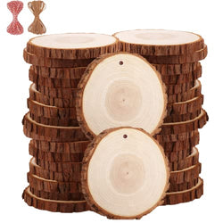 Wood Slices TICIOSH Craft Unfinished Wood kit Predrilled with Hole Wooden Circles for Arts Wood Slices Christmas Ornaments DIY Crafts 30 Pcs 3.5-4.0 inches