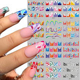 36 Sheets Colorful Stripes Nail Art Stickers Water Transfer Nail Decals Rainbow Geometric Nail Stickers for Nail Art Decoration Watermark Nail Designs Accessories Acrylic Nail Supplies