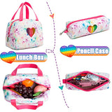 Rolling Backpack for Girls Wheels Backpacks for Elementary Student Kids Wheeled Trolley Trip Luggage for Teen Girls with Lunch Box Pencil Case