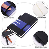 EOOUT 4 Pack Artificial Leather Pocket Journal Notebook, College Ruled Hardcover Notebook, Notepad, 3.5x5.5 Inches, A6 Size, 160 Pages, 100GSM, with Pen Holder, for Office and School Supplies