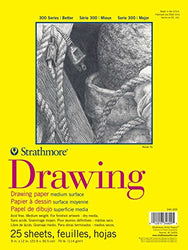 Strathmore 300 Series Drawing Pad, Medium Surface, 9"x12" Wire Bound, 25 Sheets