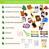 Allinko Sewing Kit for Kids, Beginners Woodland /Jungle Animals Craft Kit DIY, Sewing Felt Plush Animals - Education Supplies, Gifts Toys Arts and Crafts