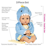Adora Baby Bath Toy Dino, 13 inch Bath Time Doll with QuickDri Body