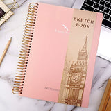 FLYING EAGLE Hardcover Sketchbook for Drawing 8.5 x 11 Spiral Sketch Book for Adults Women Kids with 100gsm 68lb 120 Sheets Premium Paper Sketch Pad for Drawing Books Notebook Art Supplies, Pink