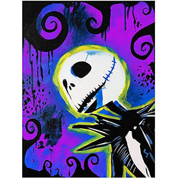 YNC Full Drill The Nightmare Before Christmas Square Diamond Painting Skull by Number Kits for Adults and Children Crystal Rhinestone Cross Stitch Halloween Gift for Wall Decoration-YNC007 (Purple)