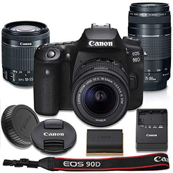 Canon EOS 90D DSLR Camera with 18-55mm is STM Lens Bundle + Canon EF 75-300mm f/4-5.6 III Lens & Accessory Kit