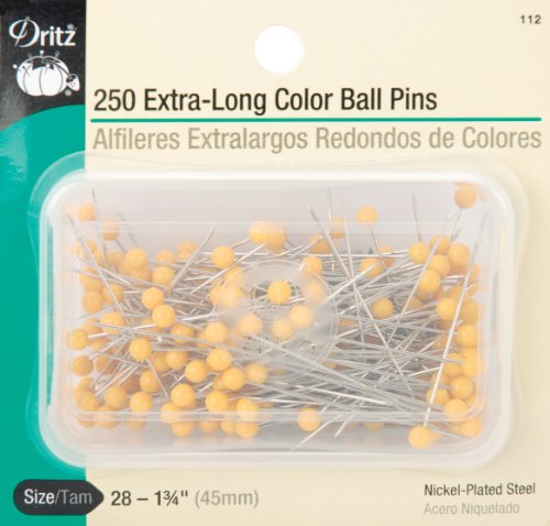 Dritz 1-3/4-Inch Extra Long Color Ball Pins 250 Count