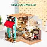 RoWood DIY Miniature Dollhouse Kit with Furniture, 1:24 Scale Model House Kit, Wooden Mini House Set - Simon's Coffee