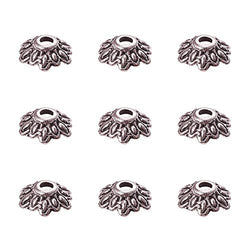 Pandahall 200PCS 8mm Antique Silver Tibetan Style Flower Bead Caps