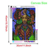 Full Drill 5D Diamond Painting Kit for Adults, BENBO 15.8x11.8In DIY Diamond Painting by Numbers Diamond Embroidery Kit Cross Stitch Rhinestone Embroidery Arts Craft for Home Decor (African Girl)