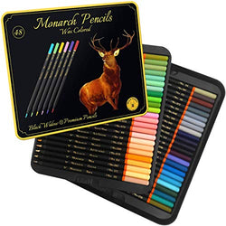 Black Widow Monarch Colored Pencils For Adults - 48 Coloring Pencils With Smooth Pigments - Best Color Pencil Set For Adult Coloring Books And Drawing.