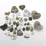 100g Heart Charms Collection - Antique Silver Bronze My Dog Made in USA Sister Love Friend Thank