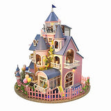 XLZSP DIY Mini House Model Doll House European Romantic Castle 3D Assembled Miniature Scene Decoration with LED Light Furniture Kit Creative Birthday Gift