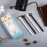 SATINIOR 8 Pieces Kawaii Gel Ink Pen with Large Capacity Cute Cat Cloth Zipper Pouch Pencil Case