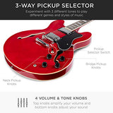 Best Choice Products All-Inclusive Semi-Hollow Body Electric Guitar Set w/Dual Humbucker Pickups, Pickup Selector - Red