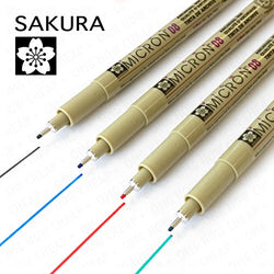Sakura Pigma Micron - Pigment Fineliners - Pack of 4 - 0.8mm - Black, Blue, Red, and Green