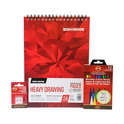 Koh-I-Noor Colored Pencil Drawing Bundle, Includes Progresso Woodless Colored Pencils, 9 x 12