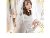 Smiling Angel Women's Princess Embroidery Lace Chiffon Long Sleeve Retro Hollow Spring Autumn Daily Lolita Dress White