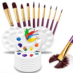 Hulameda 50 Pcs Paint Brushes with 12 Pcs Paint Pallet Trays for Kids and Adults to Create Art Paint