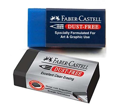 2 Combination of Faber-Castell Pencil Erasers, DUST FREE (Excellent clean erasing and Specially
