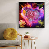 Flowers Diamond Painting Love Heart DIY 5D Full Drill Diamond Painting Kits for Adults Gem Pictures by Numbers Abstract Art Craft for Home Decoration-11.8x11.8in-Lover Heart and Flowers