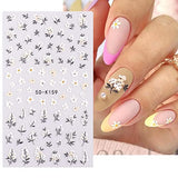 5D Flower Nail Art Stickers Decals Daisy Plumeria Flower Nail Stickers Acrylic Engraved Slider Embossed White Yellow Florals Decals Nails Manicure for Women Girls 3 Sheets (Daisy)