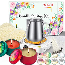 skycoo Candle Making Kit with Hot Plate 22.04 OZ Wax, Candle Making Supplies with Wax Melter, Pouring Pot, Cotton Wicks, Candle Making Kit for Adults and Beginners﻿, Birthday Gifts
