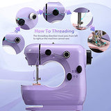 Jeteven Mini Electric Sewing Machine, Portable Household Sewing Machine Lightweight Handheld Sewing Machine Kit for Beginners, Kids, Crafting DIY, Travel (Purple)