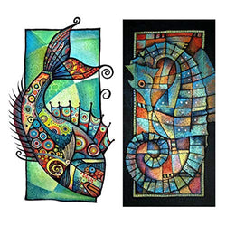 Y-QUARTER Set of 2 5D Diamond Painting Kit for Adult Full Drill Paint with Diamonds Pictures Arts Craft for Home Decor Gift, Fish and Seahorses Christmas Mother's Day Gifts