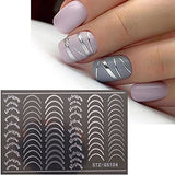 Line Nail Art Stickers Decals Metal Line Nail Supply Rose Gold 3D Self-Adhesive Nail Decals Metal Curve Stripe Lines Design DIY Letter Nail Sticker Adhesive Decoration Foil Accessory 6 Sheet