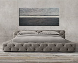 Tyed Art- Abstract Art Paintings 3D Hand-Painted Oil Paintings On Canvas Texture Metallic silver grey Abstract Artwork Home sitting room Decoration Canvas Wall Paintings Ready to hang 24x48inch