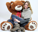 5 Foot Very Big Smiling Teddy Bear Five Feet Tall Cookie Dough Brown Color with Bigfoot Paws Giant Stuffed Animal Bear