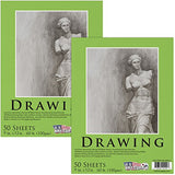 U.S. Art Supply 9" x 12" Premium Drawing Paper Pad, 60 Pound (100gsm), Pad of 50-Sheets, Great