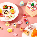 100 Pieces Miniature Food Drinks Toys Mixed Pretend Foods for Dollhouse Kitchen Play Resin Mini Food for Adults Teenagers Doll House (Donut, Ice Cream, Cake, Bread)