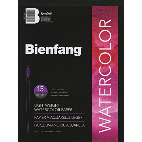 Bienfang Lightweight Watercolor Paper Pad 9-Inch by 12-Inch, 15 Sheets