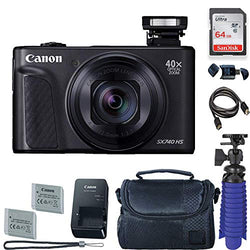 Canon PowerShot SX740 HS Digital Camera (Black) with 64 GB Card + Premium Camera Case + 2 Batteries + Tripod (Renewed)