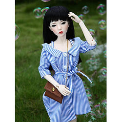 MEESock 1/4 BJD Doll Clothes Accessories Handmade Blue White Stripe Shirt Dress for Cosplay SD Dolls (Not Include Doll)
