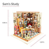 Hands Craft DIY Miniature Dollhouse Kit | 3D Model Craft Kit | Laser Cut Pieces | LED Lights | 1:24 Scale | Adult Teen | Sam's Study Library, 193 pcs.
