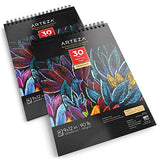 ARTEZA 9X12” Black Sketch Pad, Pack of 2, 60 Sheets (90lb/150gsm), 30 Sheets Each, Spiral-Bound,