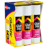 Avery Glue Stick White, Washable, Nontoxic, 1.27 oz. Permanent Glue Stic, 6pk (98073),Clear