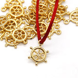 CrazyPiercing 20 Pcs Ship Wheel Charms captain nautical for Crafting and Jewelry-making (Gold