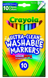 Crayola 10 Ct Ultra-Clean Fine Line Washable Markers, Color Max