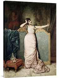Global Gallery Budget Auguste Toulmouche Admiring Herself Gallery Wrap Giclee on Canvas Wall Art Print