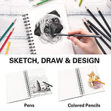 Tavolozza 8.5"x5.5" Sketch Book, Pack of 2, 100 Sheets Each (68 lb/100gsm), Double-Sided Hardbound, Spiral Sketch Pad, Durable Acid Free Drawing Paper