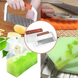 Silicone soap molds kit - 6 Cavities Biscuits Rectangular Holes Cylinder DIY Handmade Soap Loaf Mold kit,Comes with Wood Box Stainless Steel Wavy & Straight Scraper