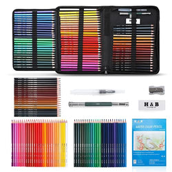Watercolor Pencils, 77pcs Water Colored Pencils Set for Adults, Soluble Drawing Pencils Kit for Artists, Art Supplies Include Sketchbook/Eraser/Sharpener/Extender/Case, for Kids,Teens,Beginners