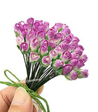 NAVA CHIANGMAI 50 pcs mini Purple White Rose Bud 5x8mm Mulberry Paper Flowerscrapbooking wedding doll house supplies card
