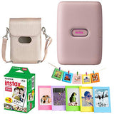 Fujifilm Instax Mini Link Smartphone Printer - (Dusty Pink) + Fujifilm Instax Mini Twin Pack Instant Film (20 Sheets) + Protective Case for Mini Link Printer - Accessory Bundle