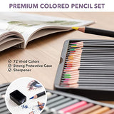 Professional colored pencils | Drawing kit | Colored pencil set of 72 | Oil based colored pencils | Drawing supplies for adults and kids | The Kit Includes Sharpener & Protective colored pencil Case